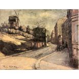 OLINDA, RENÉ PIERRE DE Pariser Maler, geb. 1893 "Rue Lepic et moulin de la galette (à Paris)". Öl/