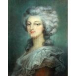PORTRAITMALER 19.Jh. Bildnis einer adeligen Frau des Rokoko. Pastell, 49x39cm, Ra. PORTRAIT