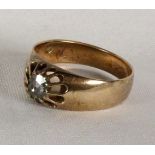 JUGENDSTIL DAMENRING um 1900 585/000 Rotgold mit Diamant. Ringgr. 54, ca. 4,7g AN ART NOUVEAU LADIES