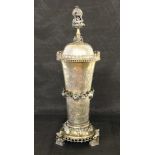 HISTORISMUS DECKELPOKAL Bruckmann, Heilbronn um 1890 Silber 800. Konisch ansteigende Form mit feinen