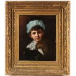 CLOUVAL, T. de Französischer Maler, 19.Jh. Mädchenportrait. Öl/Lwd., signiert. 36x39cm, Ra. Kleine