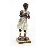 FRAU IM BUNTEN KLEID um 1900 Bemalte Wiener Bronze. H.16cm. Altersspuren A WOMAN WITH COLOURFUL