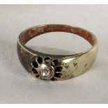 JUGENDSTIL DAMENRING um 1900 585/000 Gelbgold mit Diamant. Ringgr. 50, ca. 3,7g AN ART NOUVEAU