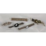 LOT VON 5 ALTEN STABBROSCHEN Silber A LOT OF 5 OLD BAR BROOCHES Silver