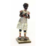 FRAU IM BUNTEN KLEID um 1900 Bemalte Wiener Bronze. H.16cm. Altersspuren A WOMAN WITH COLOURFUL