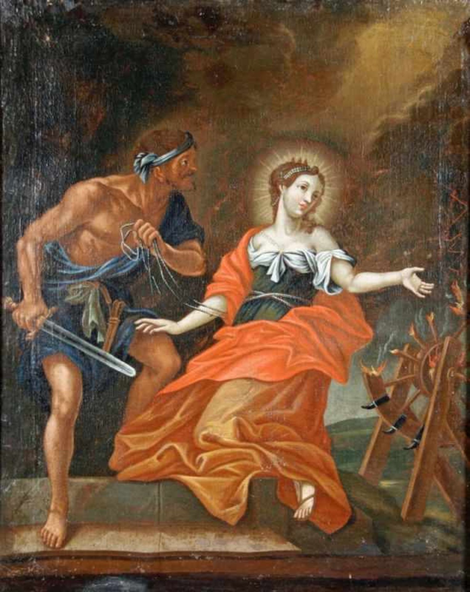 SÜDDEUTSCHER MEISTER um 1620/30 Marter der heiligen Katharina von Alexandria. Öl/Lwd., doubl.