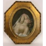 KRAUS, GEORG MELCHIOR Frankfurt / M. 1733 - 1806 Weimar Weiblicher Halbakt. Ovales Pastell, 44x35cm,