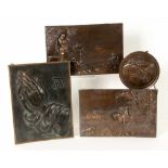 LOT VON 4 KUPFER- bzw. BRONZERELIEFS