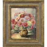 DITTES, L. 20.Jh. Blumen in der Vase. Öl/Holz, signiert. 35x29cm, Ra.