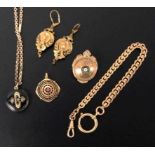 LOT VON 5 TEILEN ALTER SCHMUCK um 1900 Vergoldet