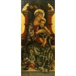 GOCCIA, POMPEO PROF. Roma, 20.Jh. Madonna mit Kind. Nach Carlo Crivelli, 1482. Öl/Holz, Verso bez.