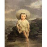 BOUCHEZ, CHARLES Lille 1811 - 1882 Asniéres / Seine Kind mit Fisch beim Angeln an der Küste. Öl/