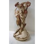 An Austrian Art Nouveau blush ivory pottery vase by Ernst Wahliss modelled as a scantily clad maiden