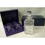 Of golfing interest - Edinburgh crystal glass decanter engraved with a golfer, boxed together with