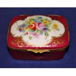 An early 20th century Sevres style French gilt metal mounted porcelain hinged box, hand painted with