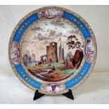 A 19th century Royal Naples porcelain cabinet plate, centrally decorated with a river landscape