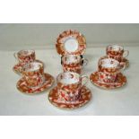 A late 19th century Copeland Spode coffee set, circa 1890, comprising six fluted cups and saucers,