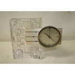 Daum France, a moulded crystal glass mantel clock, circa 1965, Thor model, heavy glass base with