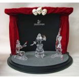 Swarovski crystal Masquerade trilogy, 1999 year figure Pierrot, 2000 year figure Columbine and