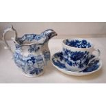 A 19th century Staffordshire blue and white commemorative cream jug inscribed Victoria Regina, S