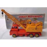 Dinky Supertoys, 972, 20-Ton Lorry Mounted Crane, Coles, orange cab and chassis, yellow crane,