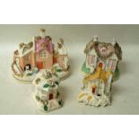 Four 19th century Staffordshire cottage pastel burners (4)