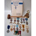 A group of Masonic medals and memorabilia including Founder Medal for Hunted Companions lodge, St