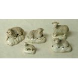 Five 19th century Staffordshire sheep (5)