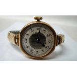 An early 20th century ladies Swiss wristwatch, 15 jewels, in a 9ct gold case with later expanding