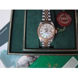 A ladies stainless steel bi-metal Rolex Oyster Perpetual Datejust wristwatch, diamond studded mother