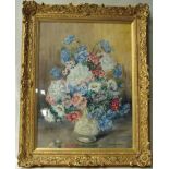 Marion Broom, still life of flowers in a jug, signed, 71cm by 52cm