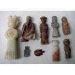 A collection of nine Chinese jade/hardstone Funerary figures including a tortoise 3.5cm and