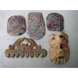A collection of five Chinese jade/hardstone fertility tokens and ornaments, 8cm-16cm long (5)