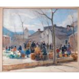 Attributed to Minnie Agnes Cohen (1864-1940), French Market scene, watercolour, signed M Agnes