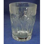 A commemorative 19th century English crystal lead tumbler, straight sided with a heavy base of