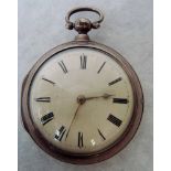 An early 19th century silver pair cased pocket watch by B Ward, Newcastle, fusee movement, no 372,