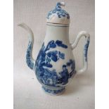 An eighteenth century Chinese coffee pot of typical form with S scroll spout and shaped loop handle,