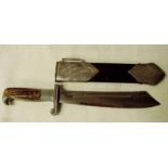 A German Third Reich enlisted man's Hewer, clip point steel blade with narrow fullers, inscribed