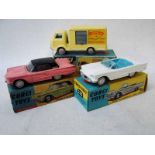 Three boxed corgi diecast vehicles, Ford Thunderbird 214M KARRIER BANTAM, Lucozade van 411 and