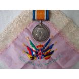 Military interest, a George V 1914-1918 Service Medal, 726 Pte J. Hustwick R.A.M.C., and a trench