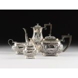 A FOUR PIECE GEORGE V STERLING SILVER TEA/COFFEE SET, HALLMARKED, SILVERSMITHS W H & SONS,SHEFFIELD,