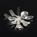 A SEVENTY-ONE PIECE GORHAM STERLING SILVER FLATWARE SERVICE, "BUTTERCUP" PATTERN, MOLDED MARKS,