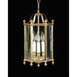 A PAIR OF VICTORIAN STYLE GILT BRASS TWO-LIGHT WALL SCONCES, AND A FEDERAL STYLE POLISHED BRASS