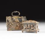 TWO ANTIQUE FRENCH SILVER PLATED KEEPSAKE BOXES, ONE BY LEOPOLD OUDRY, SIGNED, 19TH CENTURY, one