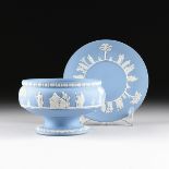 TWO WEDGWOOD BLUE AND WHITE JASPER WARES, IMPRESSED MARKS AND NUMBERS, 20TH CENTURY, comprising a