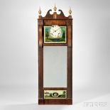 Joseph Ives Looking Glass Clock, Bristol, Connecticut, c. 1820, mahogany scroll-top case with