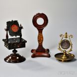 Three Watch Holders, 19th and 20th century, a rosewood and bone example in the form of a scalloped-