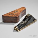 18th Century Brass Cased Alidade or Patent Plane, France, black-enameled brass instrument with