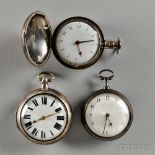 Three Silver English Verge Watches, 19th century, all three with chain fusee movements, pierced