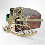 Spencer Browning & Rust 10-inch Brass Bridge Sextant, London, 19th century, the pierced frame with